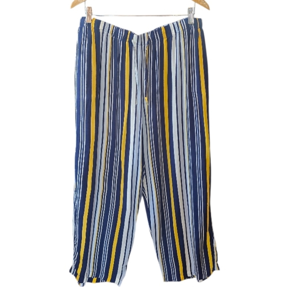 Boca Bay Navy White Stripe Wide Leg Palazzo Pants XL